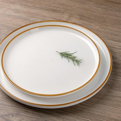 GBHOME Ceramic Dinnerware Sets for 4, 12 Pieces Stoneware Plates and Bowls Sets, Scratch Resistant Dishes, Dishwasher &amp; Microwave Safe, Reactive Glaze-White