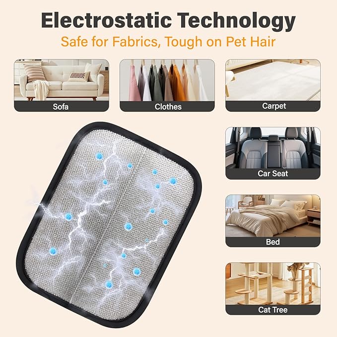 Upgraded Pet Hair Removal Glove - Reusable Electrostatic Fur Remover for Furniture, Clothes, Carpet &amp; Car, Ideal for Dogs &amp; Cats