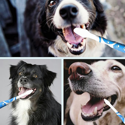 Leoezx™ Professional Pet Toothbrush(4Pcs), Dog &amp; Cat Soft Bristle Double-Sided Brush Head Set, Pet Brushing Teeth to Clean Teeth to Reduce Tartar Buildup, Pet Dental Care Essentials