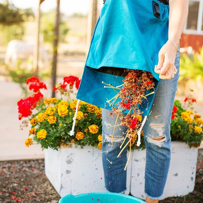 Roo Gardening Apron with Pockets &amp; Harvesting, Picking Pouch - Adjustable, Water-resistant, Washable Canvas Cotton