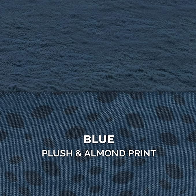 Furhaven Cooling Gel Dog Bed for Large/Medium Dogs w/ Removable Bolsters &amp; Washable Cover, For Dogs Up to 55 lbs - Plush &amp; Almond Print L Shaped Chaise - Blue Almonds, Large