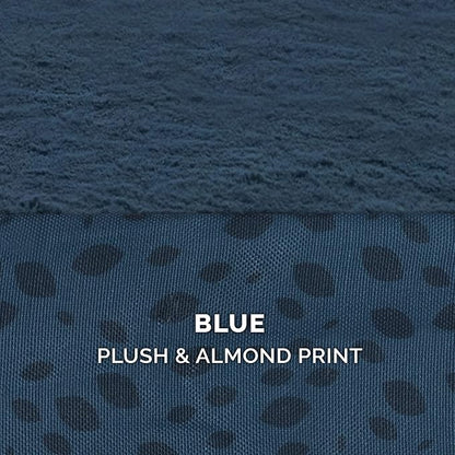 Furhaven Cooling Gel Dog Bed for Large Dogs w/ Removable Bolsters &amp; Washable Cover, For Dogs Up to 95 lbs - Plush &amp; Almond Print L Shaped Chaise - Blue Almonds, Jumbo/XL