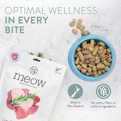Meow Freeze Dried Cat Food - Lamb &amp; Hoki Recipe, High Protein Cat Treats, Meals &amp; Toppers, Dry Cat Food,1.76 oz