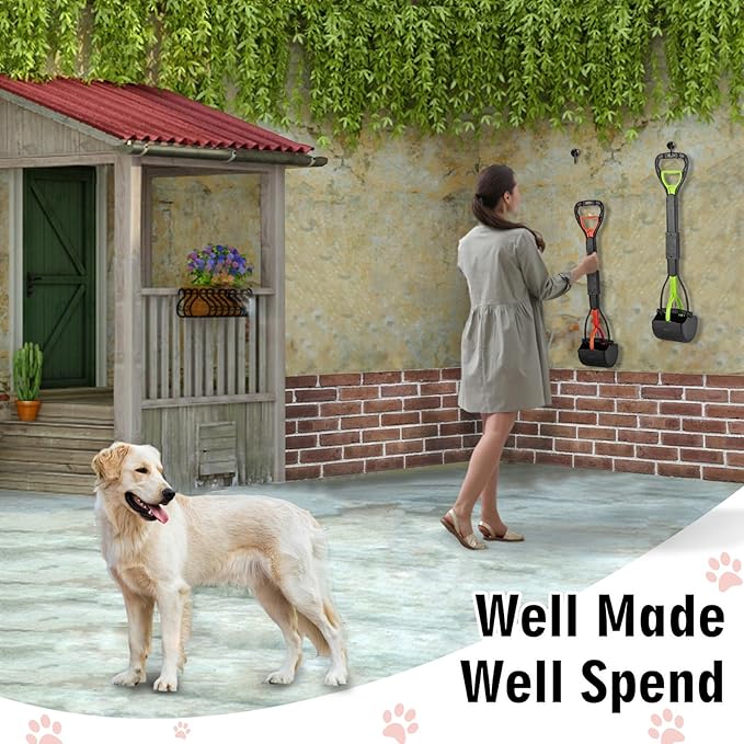 33" Pooper Scooper 2 Pack, XL Tall Handle No Touch Dog Pooper Scooper for Large Small Dogs, Durable Spring &amp; Lightweight, Large Pooper Scooper for Dogs Heavy Duty, Foldable Dog Poop Pick Up Tool