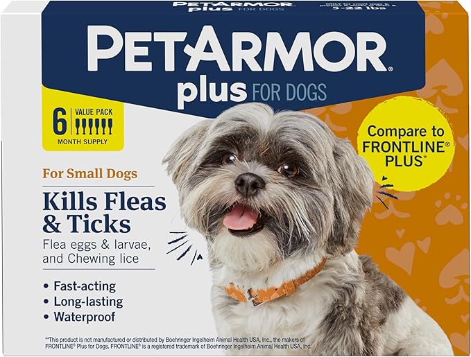 PetArmor Plus for Dogs Flea and Tick Prevention for Dogs, Long-Lasting &amp; Fast-Acting Topical Dog Flea Treatment, 6 Count, small