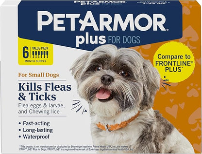 PetArmor Plus for Dogs Flea and Tick Prevention for Dogs, Long-Lasting &amp; Fast-Acting Topical Dog Flea Treatment, 6 Count, small