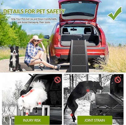 Dog Ramp for Cars SUV Truck-17.3x71in Heavy Duty Foldable Wide Outdoor Pet Stairs with Non-Slip Surface Portable Folding Design for Large Dogs Up to 250lbs (71" L x 17.3" W)