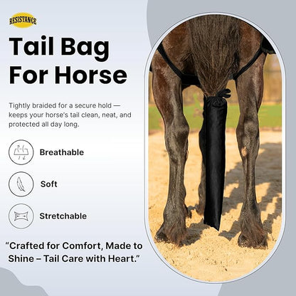 RESISTANCE Spandex Horse Tail Bag Only for Horses - 23"x10" Ties, Nylon Material - to Keep The Horse Tail Clean and Protected - Dark Purple (Pack of 3)