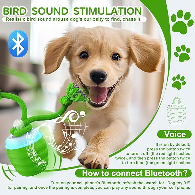 Interactive Dog Toys - [2025 Newly Upgraded] Motion Activated Ball for Small/Medium/Large Dogs, Automatic Moving Dog Toy Wicked Ball for Boredom &amp; Training, Music, USB Rechargeable (Green)