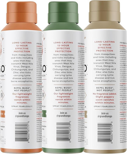 Insect Repellent Variety Pack, 12-Hour Mosquito &amp; Tick Protection, Picaridin-Based, Water-Based, Lightweight, Quick-Drying, DEET Alternative, Face &amp; Body Use, 3 Pack