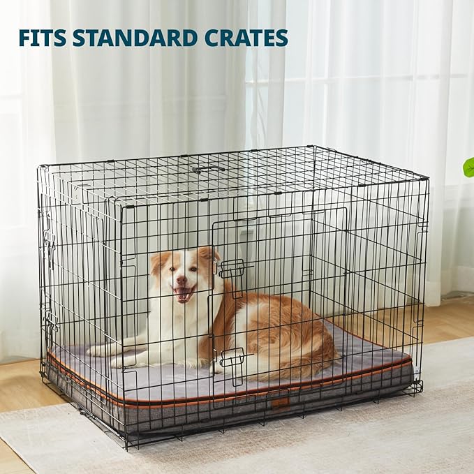 Memory Foam XL Dog Bed - 4” Thick Orthopedic Beds for Extra Large Dogs - Waterproof Dog Bed with Removable Washable Cover &amp; Wrap-Around Zipper - Ultimate Comfort and Easy Maintenance