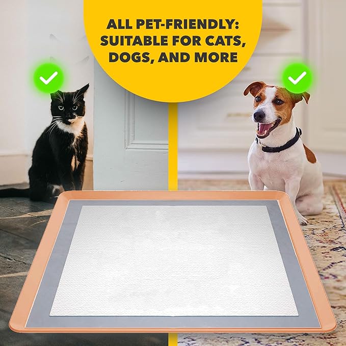 TidyFriend Dog Pee Pad Holder Tray Fits for 24” x 24” Wee Wee Pee Pads - Stable Grip, Raised Edges, Quick-Wipe Silicone Surface Dog Potty Tray Holder for Indoor Flooring Protection (Beige)