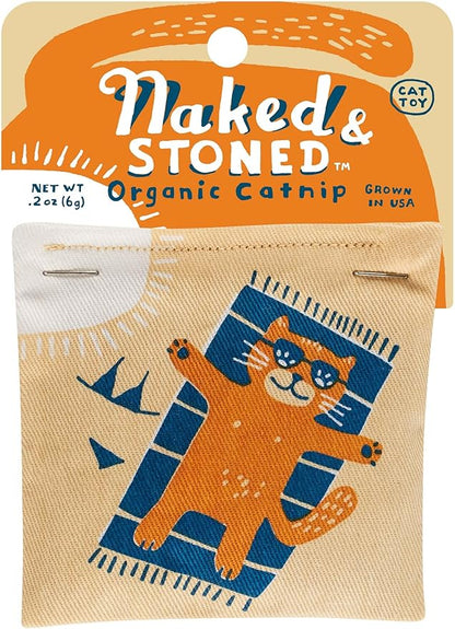 Blue Q Naked &amp; Stoned Catnip Cat Toy. Premium Organic Catnip Grown in The USA, 100% Cotton Pouches, Kitty Graphics Sure to Delight Every Cat-Keeper.