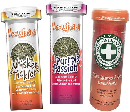 Meowijuana Purrple Passion Cat Nip - Premium Organic Blend of Catnip for Cats &amp; Silvervine, Stimulates Playful Behavior, 26g, Natural Wellness Gift for Cat Lovers