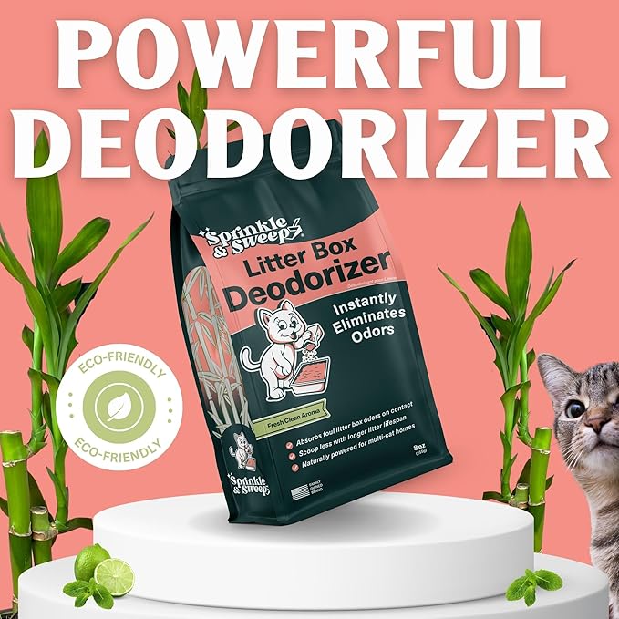 Sprinkle &amp; Sweep Litter Box Deodorizer - Cat Litter Deodorizer Non Toxic and Safe for Kittens - Instantly Eliminates Foul Smells and Urine Odors (Pack of 4)