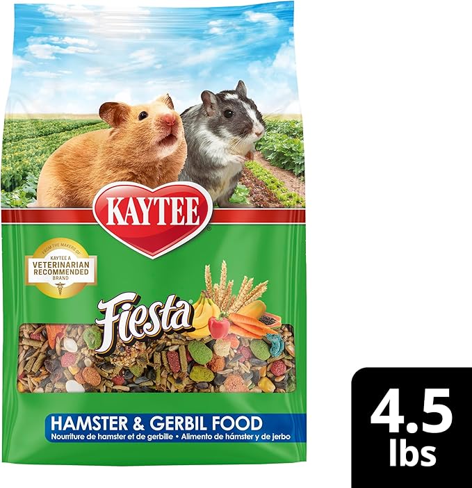 Kaytee Fiesta Hamster &amp; Gerbil Food, Nutritious and Fun Blend, Supports Dental Health and Digestion, 4.5 pounds