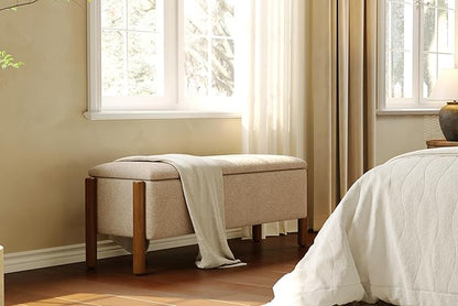 Modern Storage Benches with Walnut Wood Legs, 47&