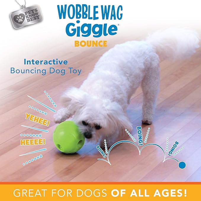 Wobble Wag Giggle Bounce Interactive Dog Toy- Sound Making Bouncing Ball for Dogs Ages Indoor &amp; Outdoor Play, Soft &amp; Durable with Easy Grip Design- Pets Know Best