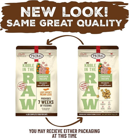 Primal Kibble in The Raw, Freeze Dried Cat Food, Chicken, Scoop &amp; Serve, Made with Raw Protein, Whole Ingredient Nutrition, Crafted in The USA, Dry Cat Food, 64 Ounce (4 lb) Bag