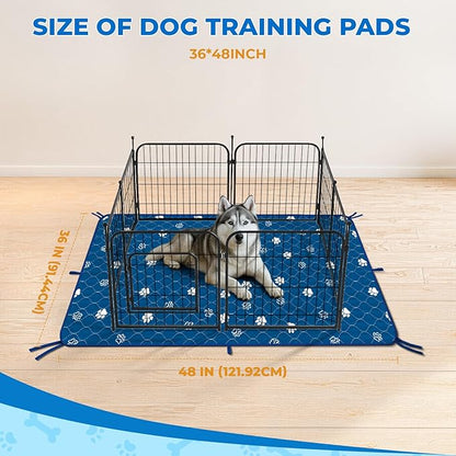 Fostanfly Washable Pee Pads for Dogs, 2 Pack Large 36"x48" Ultra-Absorbent and Leak-Proof Non-Slip Reusable Potty Training Pads for Dogs, Puppy &amp; Cats of Add 8 Lanyards-Blue