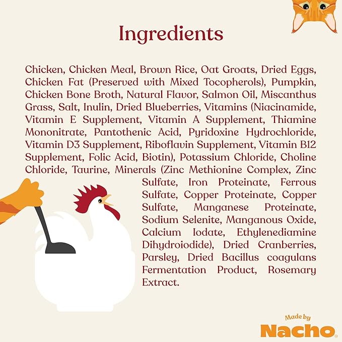 Made by Nacho Dry Cat Kibble 2lb Bag, High Protein and Grain-Friendly Premium Cat Food, Cage-Free Chicken &amp; Pumpkin Recipe, Infused with Bone Broth for Hydration, Limited Ingredients, Single Bag