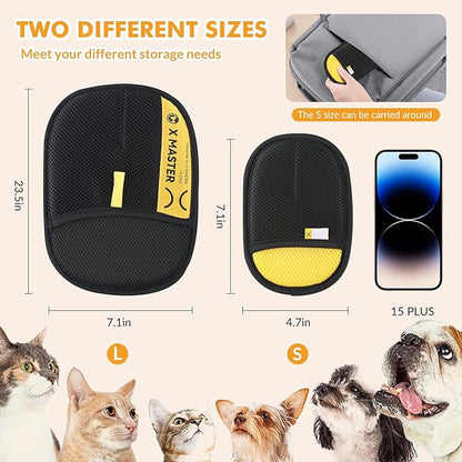 3Pcs Pet Hair Removal Glove for Cats &amp; Dogs, Efficient Grooming Gloves for Pet Hair, Cat Grooming Gloves for Hair Removal, Magic Pet Grooming Glove for Couch, Furniture, Carpet, Curtain (2L1S)