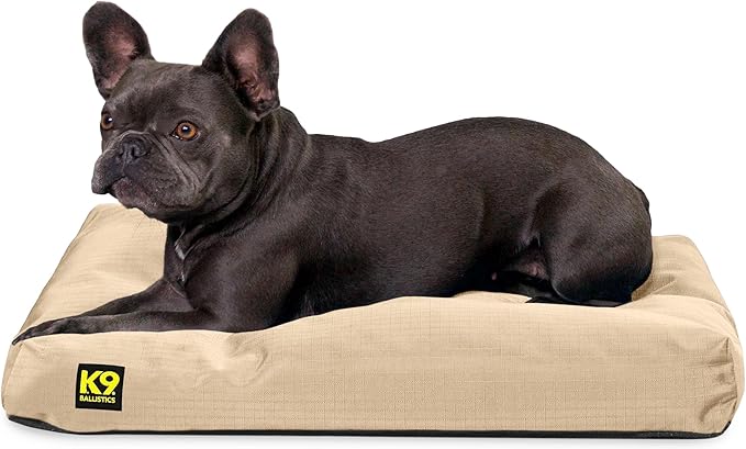 K9 Ballistics Tough Rectangle Pillow S Dog Bed - Removable Cover, Washable, Durable &amp; Water Resistant Dog Bed Made for Small Dogs 24"x18" Sandstone