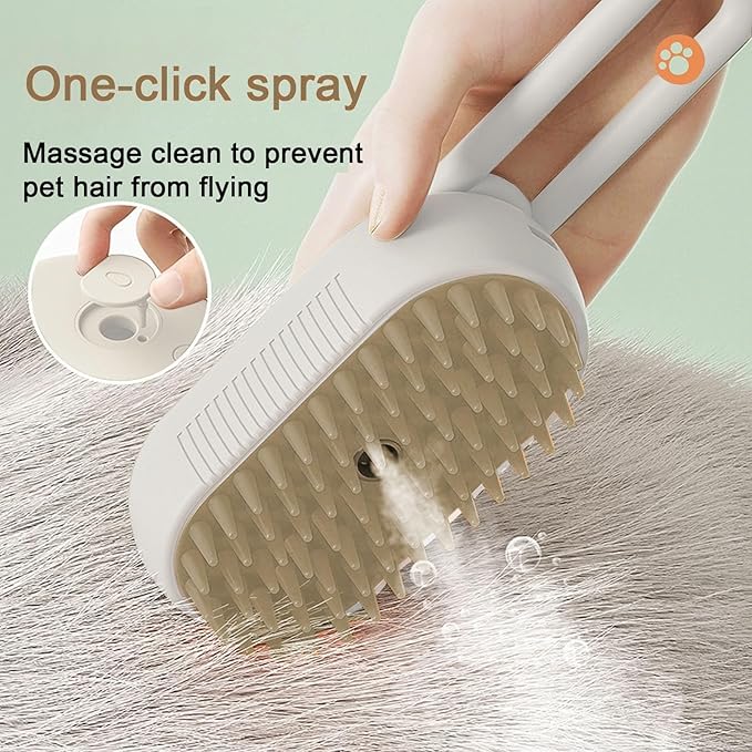 Cat Steam Brush for Shedding, 4 in 1 Rechargeable Pet Steam Brush for Dogs and Cats, Anti-Static, Massage, Cleaning, Shedding &amp; Combing All In One! (White)