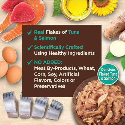 Wellness CORE Tiny Tasters Flaked Adult Wet Cat Food, Natural, Protein-Rich, Grain Free, 1.75-Ounce Pouch, 12 Pack, (Tuna &amp; Salmon)