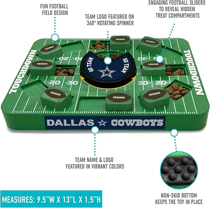 Pets First NFL Dallas Cowboys Large Puzzle Toy - Interactive Dog Treat &amp; Slow Feeding Toy