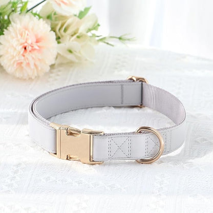 PET ARTIST Soft PU Leather Dog Collar for Small Dogs, Bright &amp; Classic Nylon Padded Durable Dog Collar Leather with Quick Release Metal Buckle Adjustable for Male Dogs, Neck Fit 9-14"
