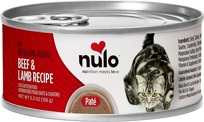Nulo Beef &amp; Lamb Recipe Pate Wet Canned Cat Food, 5.5 Ounce (Pack of 24)