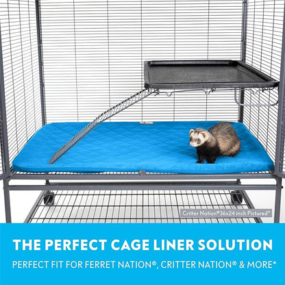 Paw Inspired Fitted Fleece Liner for Ferret Nation, Critter Nation Cage for Ferrets, Rats, Chinchillas, Hedgehogs &amp; Other Small Animals (Blue, Bottom Pan Liner)