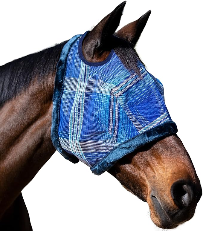 Kensington UV Fly Mask with Fleece Trim - Protective Mask with Dual Ear Opening &amp; Forelock Freedom Size: Small Color: 181-Kentucky Blue