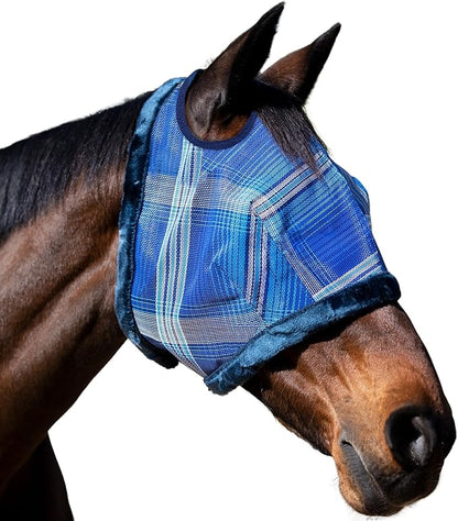 Kensington UV Fly Mask with Fleece Trim - Protective Mask with Dual Ear Opening &amp; Forelock Freedom Size: Small Color: 181-Kentucky Blue