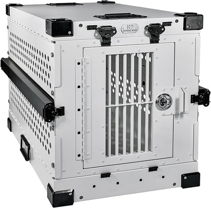 Heavy Duty Fully Collapsible Powder-Coated Aluminum Dog Crate - Small (White)
