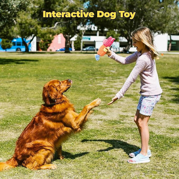 3pcs Dog Squeaky Toys, Plush Stuffed Puppy Chew Toy for Extended Play, Interactive Toys Great Gifts for Small Medium Large Chewer Dogs, Pet Toy Bulk to Keep Them Busy(Forg&amp;Hippo&amp;Pig)