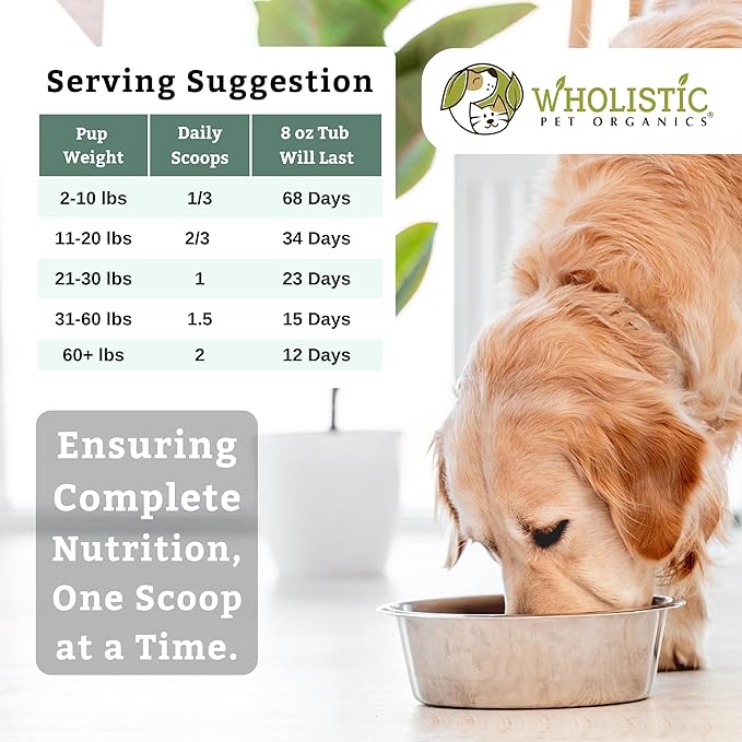 Wholistic Pet Organics Canine Complete - Dog Multivitamin Powder - 8 Oz - Daily Dog Vitamins and Supplements for Homemade Food - Immune System, Skin, Coat &amp; Overall Health - Small and Large Breed