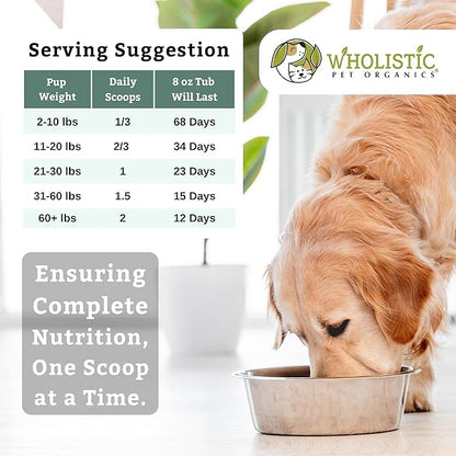 Wholistic Pet Organics Canine Complete - Dog Multivitamin Powder - 8 Oz - Daily Dog Vitamins and Supplements for Homemade Food - Immune System, Skin, Coat &amp; Overall Health - Small and Large Breed