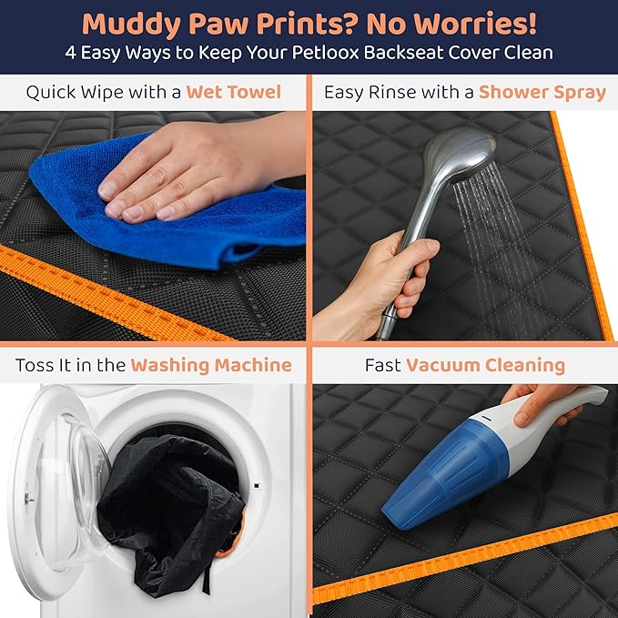Dog Car Seat Cover for Back Seat, Waterproof Hammock for Car, SUV &amp; Truck, Non-Slip Backseat Cover for Dogs, Heavy-Duty Dog Hammock Style Seat Protector Pets, Easy to Install &amp; Clean