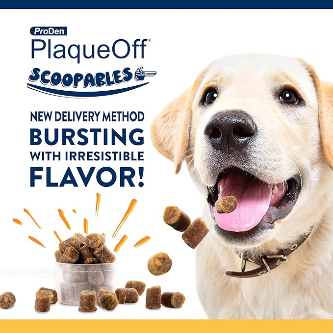 ProDen PlaqueOff Scoopables - Hickory Smoked Bacon Flavor Dental Bites for Large Dogs, Natural Kelp for Plaque &amp; Tartar Control, Freshens Breath -Large &amp; Giant Breed Dental Care- 45 Scoops