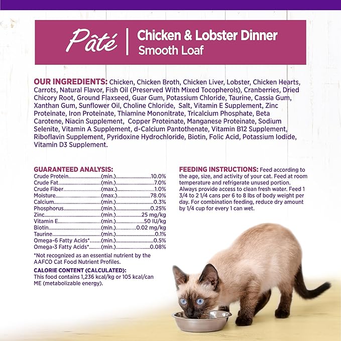 Wellness Complete Health Pate Adult Wet Cat Food, Natural, Protein-Rich, Grain Free, 3 Ounce, 24 Pack, (Chicken &amp; Lobster)