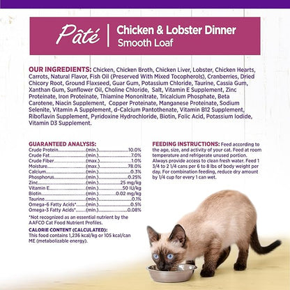Wellness Complete Health Pate Adult Wet Cat Food, Natural, Protein-Rich, Grain Free, 3 Ounce, 24 Pack, (Chicken &amp; Lobster)
