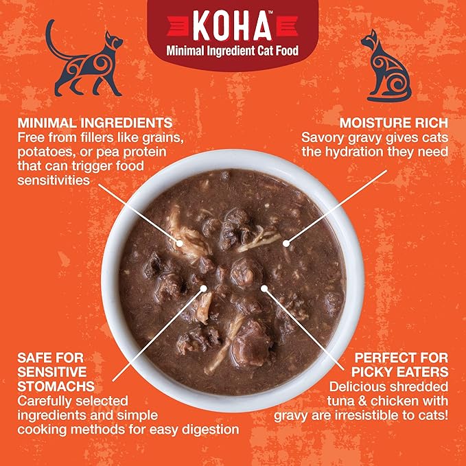 KOHA Poké Bowl Tuna &amp; Chicken Entree in Gravy for Cats, 12-Pack of 3oz Pouches