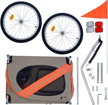 H&amp;B Luxuries Pet Bike Trailer Load 68 Pounds, Suitable for Big and Small Dogs, Folding Storage, Detachable, Easy to Install, Breathable Protective Net Pet Cart