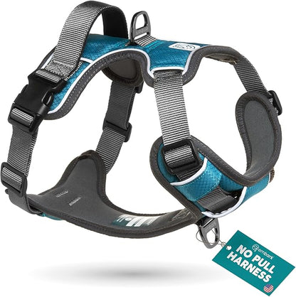 Embark Adventure Dog Harness, No-Pull Reflective Trim Dog Harness for Small, Medium &amp; Large Dogs - Military Grade Nylon, 2 Leash Clips &amp; Gel Lined Handle. Soft &amp; Padded Puppy Dog Vest for Any Breed