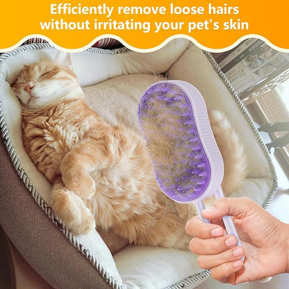 4 in 1 Cat Steam Brush for Shedding, Rechargeable Pet Steam Groomer Brush, Massage, Cleaning, Shedding &amp; Combing Multifunctional Hair Removal Comb for Cats Dogs (Cream color)