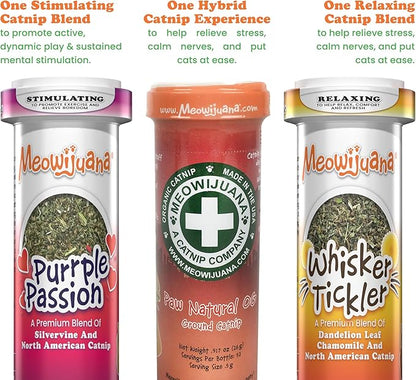Meowijuana Purrple Passion Cat Nip - Premium Organic Blend of Catnip for Cats &amp; Silvervine, Stimulates Playful Behavior, 26g, Natural Wellness Gift for Cat Lovers