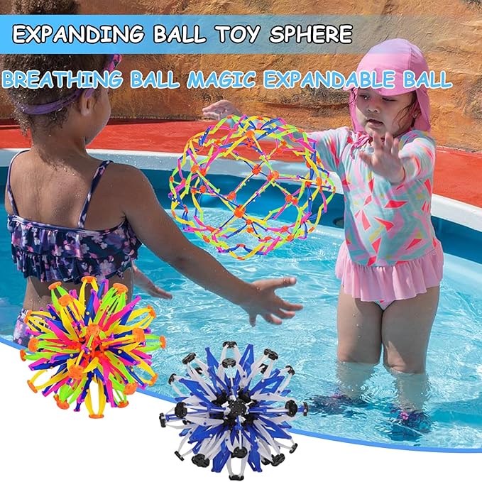 2Pcs Colorful Sphere Expandable Breathing Balls Fidget Toy-Great Anxiety Stress Reliever,Collapsible Expanding Magic Ball Toys for Kids &amp; Adults Mindfulness Meditation Practices , Yoga -ADHD
