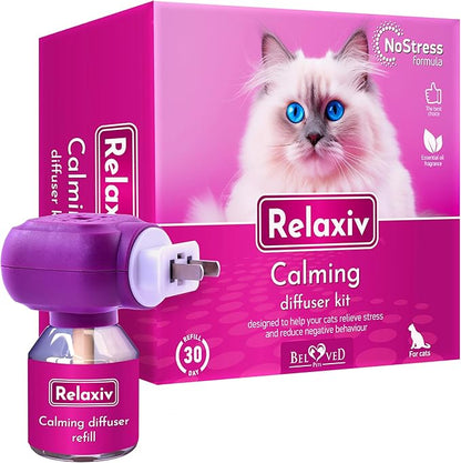 Beloved Pets Cat Calming Diffuser &amp; Pet Anti Anxiety Products - Feline Calm Pheromones Plug in &amp; Cats Stress Relief Comfort Helps with Pee, New Zone, Aggression